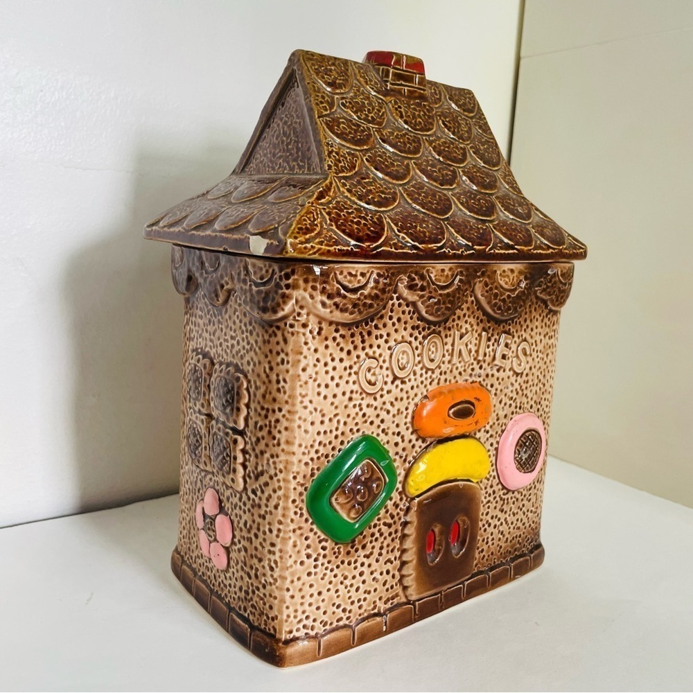 Vintage Ceramic Cookie Jar Gingerbread Design 1970s Japan - Picture 2 of 12